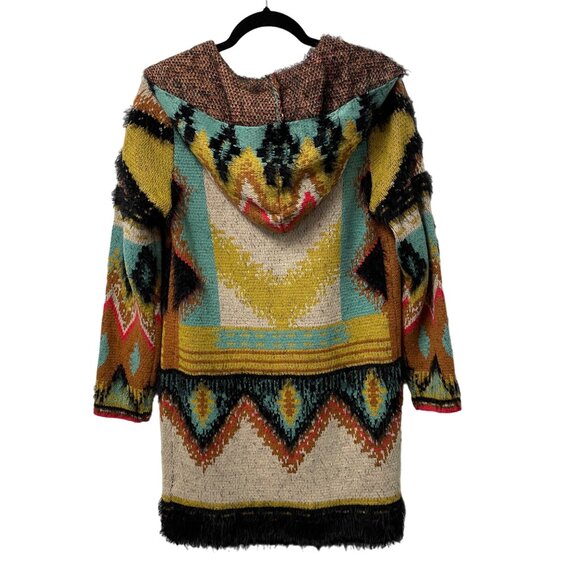 MAXSPORT SWEATER CARDIGAN AZTEC TRIBAL COLORFUL COZY SIZE S HOODED FALL AUTUMN - Picture 2 of 9